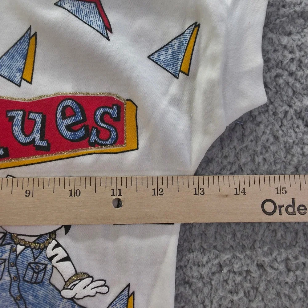Vintage 1990 Sears Girls Blue Cat Blues Drop Waist Dress White Red Size 6X USA